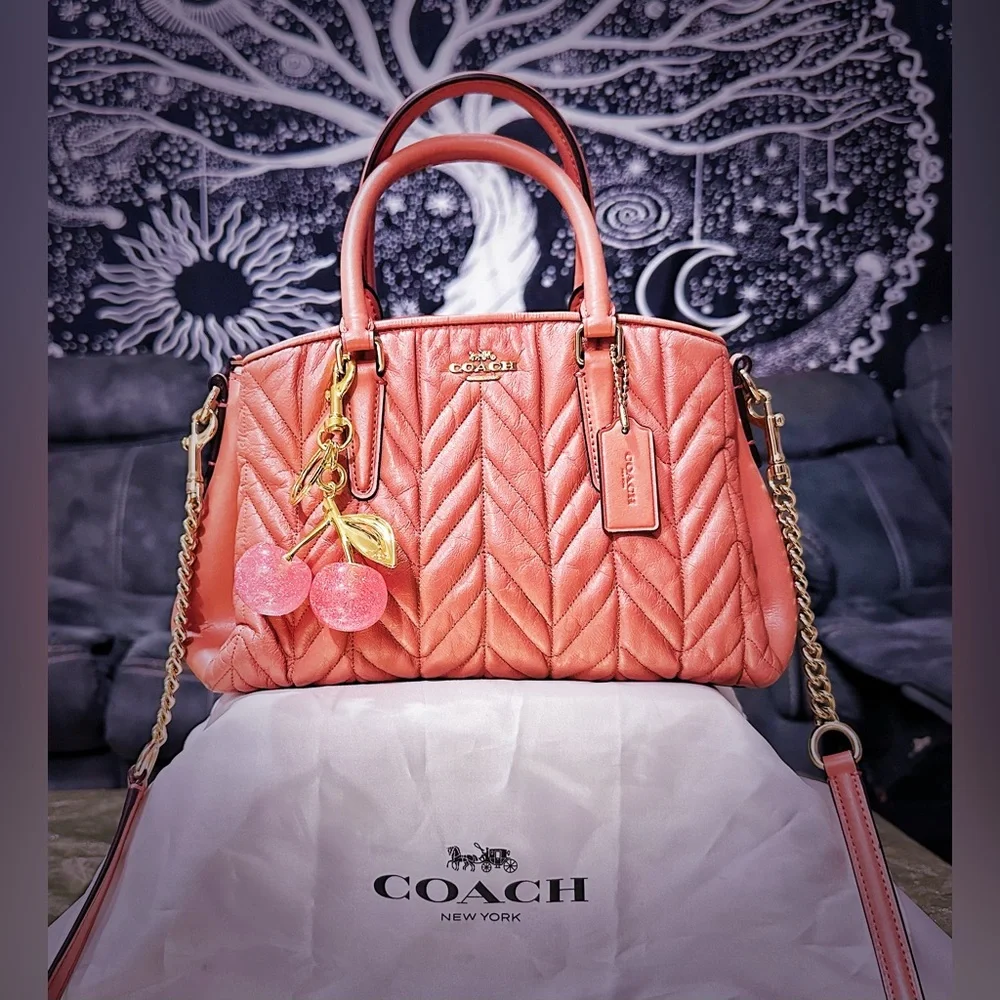 Coach soho shoulder bag Quilted Pink Satchel small crossbody bag tote bag - Picture 15 of 17
